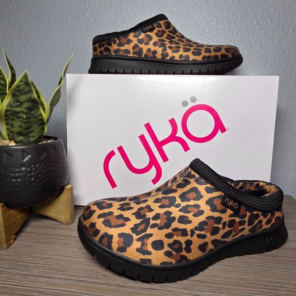 Ryka Shoes - NEW!!! Ryka Stellar Slip On Clogs/Shoes Cheetah Print Cozy Faux Fur- Size: 5.5